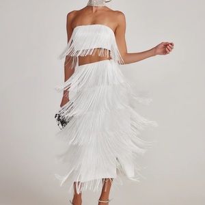 12th The Tribe Gatsby White Fringe Set M/L